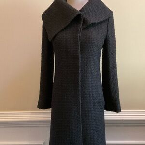 Fleurette Black Wool Blend Oversized Collar Long Sleeves Coat Size 4